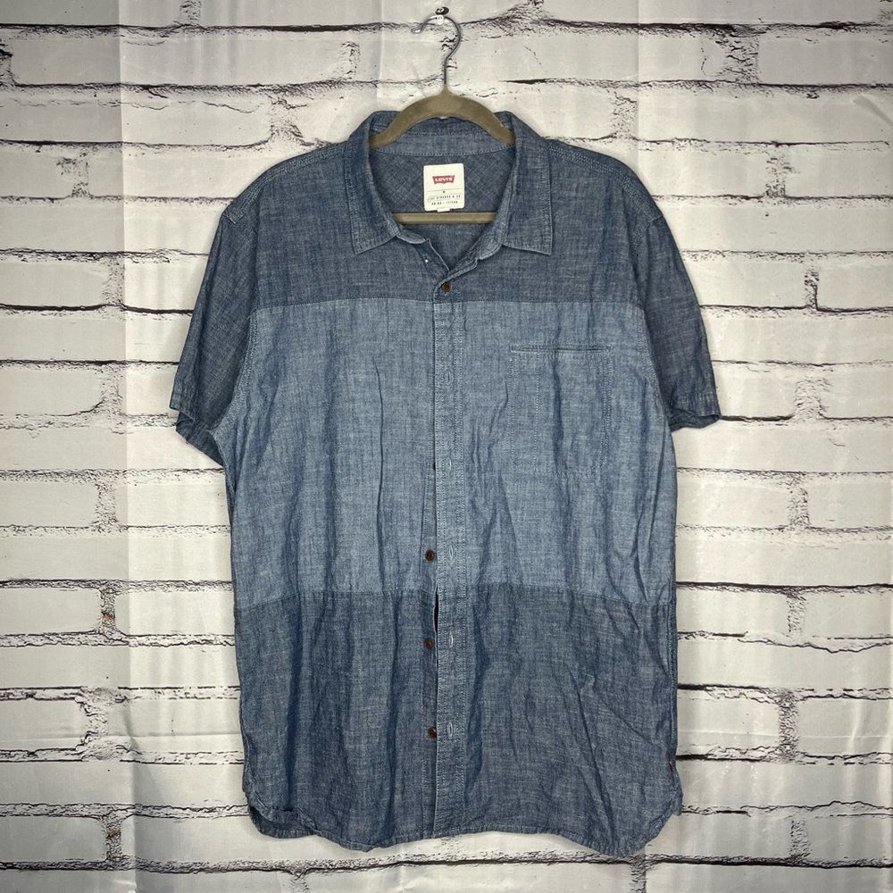 Levi’s Two-Toned Blue Grey Button-Up Shirt Sz XL Vintage Casual Workwear Classic
